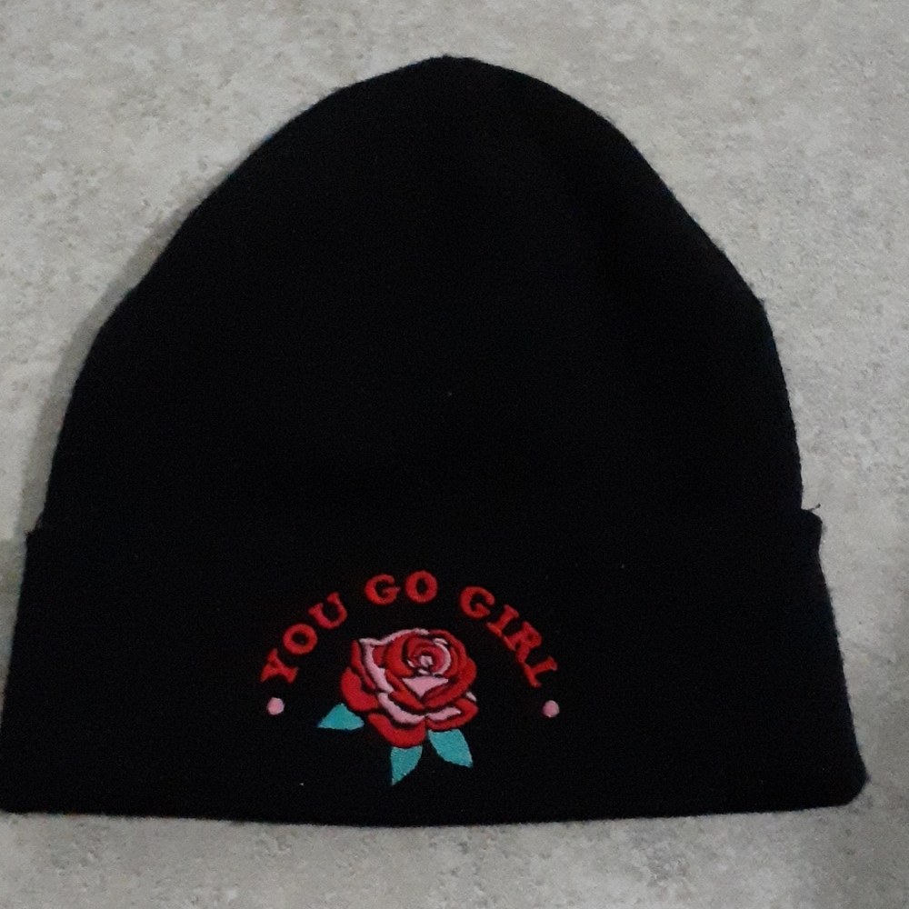 3/$10 "You go girl" rose beanie